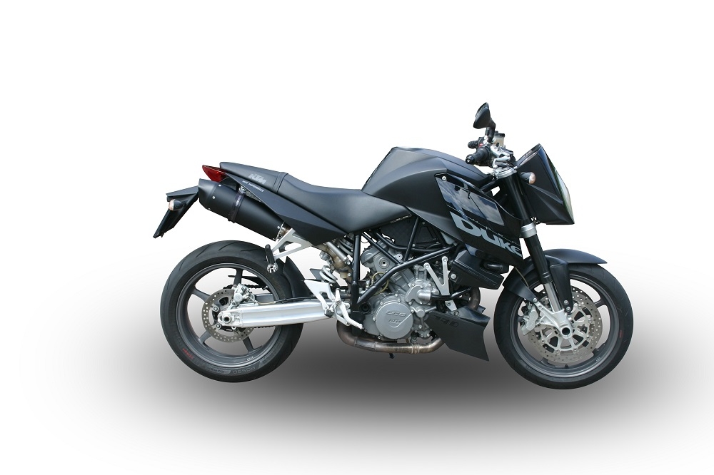 Exhaust compatible with Ktm Superduke 990 - R ( LC8) 2004-2012, Furore Nero, Dual Homologated legal slip-on exhaust including removable db killers, link pipes and catalysts 
