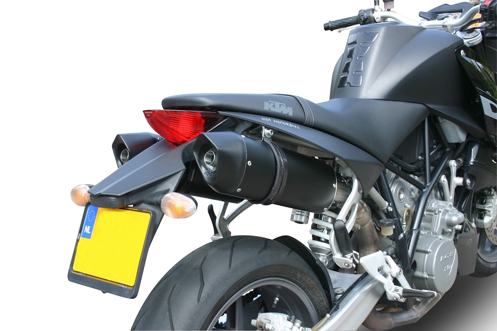 Exhaust compatible with Ktm Superduke 990 - R ( LC8) 2004-2012, Furore Nero, Dual Homologated legal slip-on exhaust including removable db killers, link pipes and catalysts 