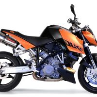 Scarico compatibile con Ktm Superduke 990 - R ( LC8) 2004-2012, Gpe Ann. titanium, Coppia di terminali di scarico omologati, forniti con db killer removibile, catalizzatori e raccordi specifici