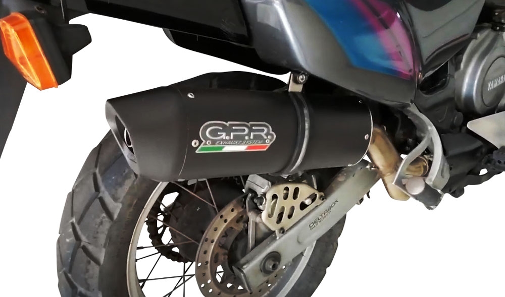 Scarico compatibile con Yamaha Xtz 750 Supertenere 1989-1997, Furore Nero, Scarico omologato, silenziatore con db killer estraibile e raccordo specifico