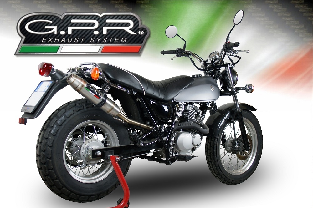 Exhaust compatible with Suzuki Rv 200 Van Van 2016-2017, Deeptone Inox, Homologated legal slip-on exhaust including removable db killer and link pipe 