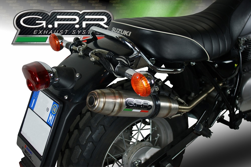 Exhaust compatible with Suzuki Rv 200 Van Van 2016-2017, Deeptone Inox, Homologated legal slip-on exhaust including removable db killer and link pipe 