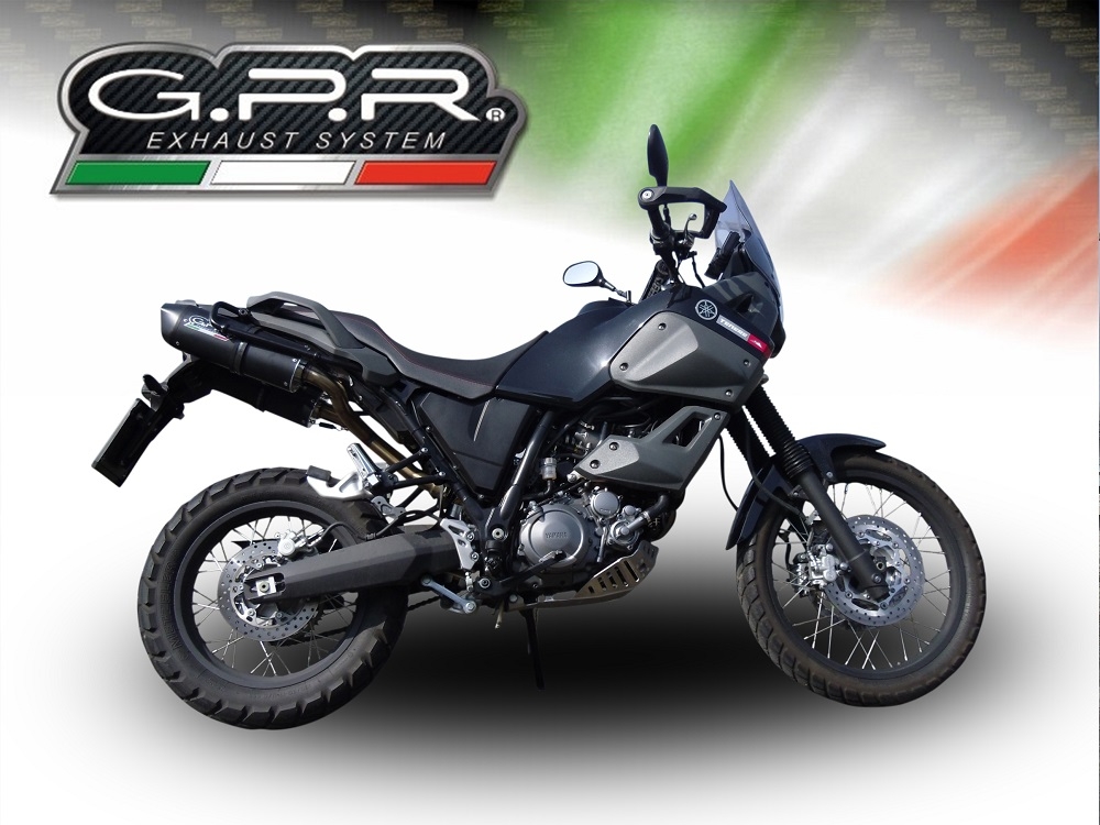 Scarico compatibile con Yamaha Xt 660 Z Teneré 2008-2016, Furore Nero, Coppia di terminali di scarico omologati, forniti con db killer removibili e raccordi specifici