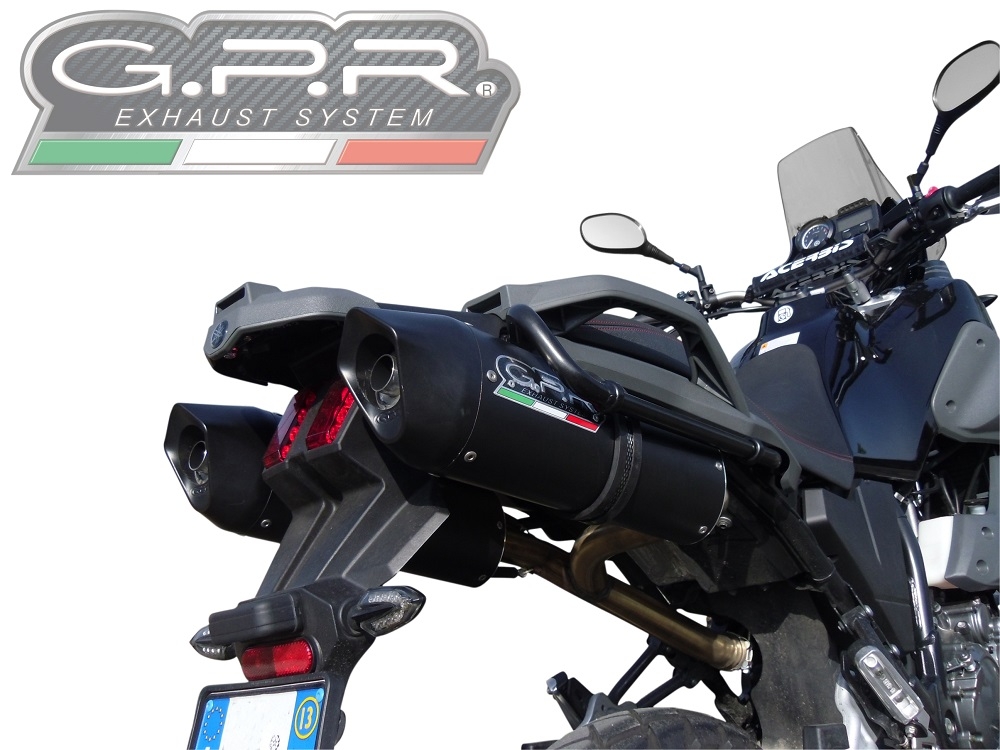 Scarico compatibile con Yamaha Xt 660 Z Teneré 2008-2016, Furore Nero, Coppia di terminali di scarico omologati, forniti con db killer removibili e raccordi specifici