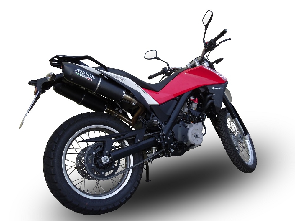 Scarico compatibile con Husqvarna TERRA - STRADA TR 650 2013-2015, Furore Nero, Coppia di terminali di scarico omologati, forniti con db killer removibili e raccordi specifici