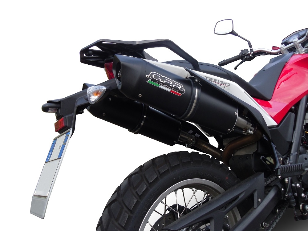 Scarico compatibile con Husqvarna TERRA - STRADA TR 650 2013-2015, Furore Nero, Coppia di terminali di scarico omologati, forniti con db killer removibili e raccordi specifici