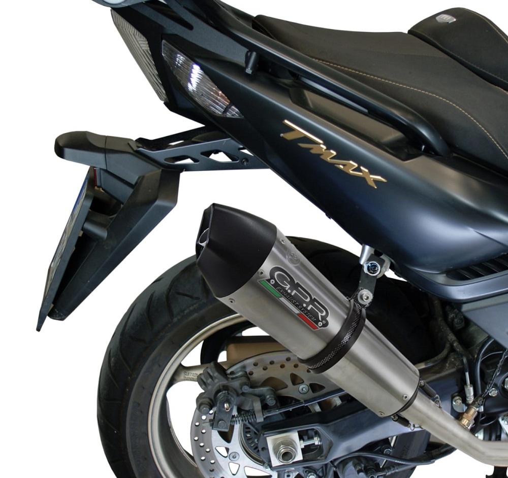 Scarico compatibile con Yamaha T-Max 500 2001-2011, Gpe Ann. titanium, Scarico completo omologato,fornito con db killer estraibile e collettore