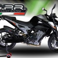 Exhaust compatible with Ktm Duke 790 2021-2024, Furore Evo4 Nero, Homologated legal slip-on exhaust including removable db killer and link pipe 