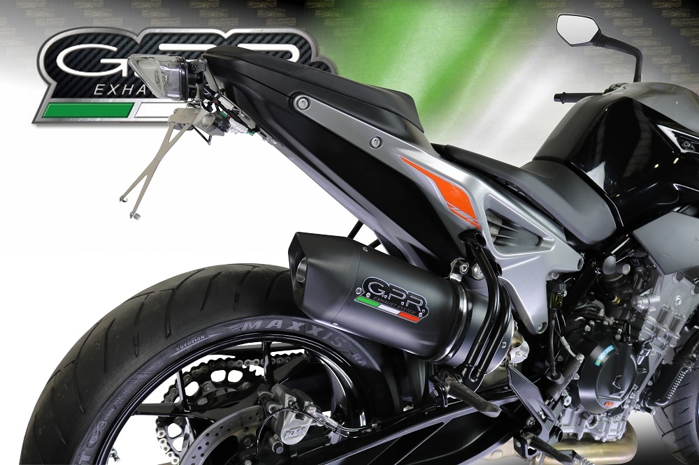 Exhaust compatible with Ktm Duke 790 2021-2024, Furore Evo4 Nero, Homologated legal slip-on exhaust including removable db killer and link pipe 