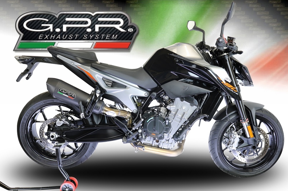 Exhaust compatible with Ktm Duke 790 2021-2024, GP Evo4 Black Titanium, Homologated legal slip-on exhaust including removable db killer and link pipe 