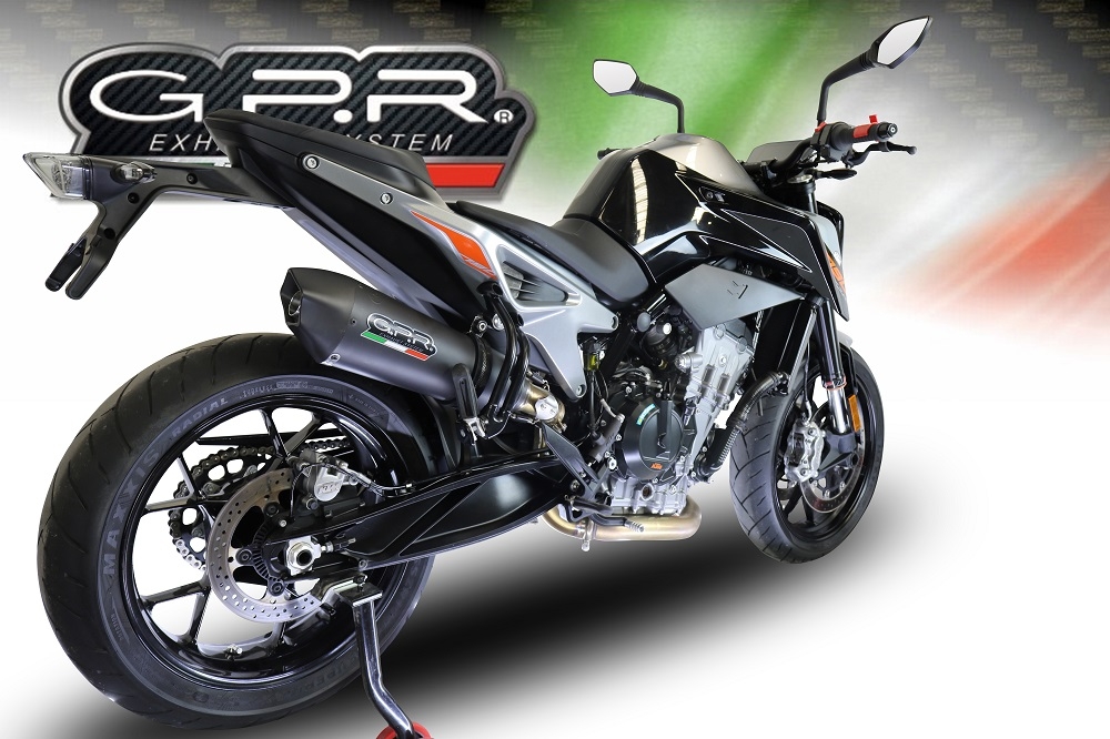 Exhaust compatible with Ktm Duke 790 2021-2024, GP Evo4 Black Titanium, Homologated legal slip-on exhaust including removable db killer and link pipe 