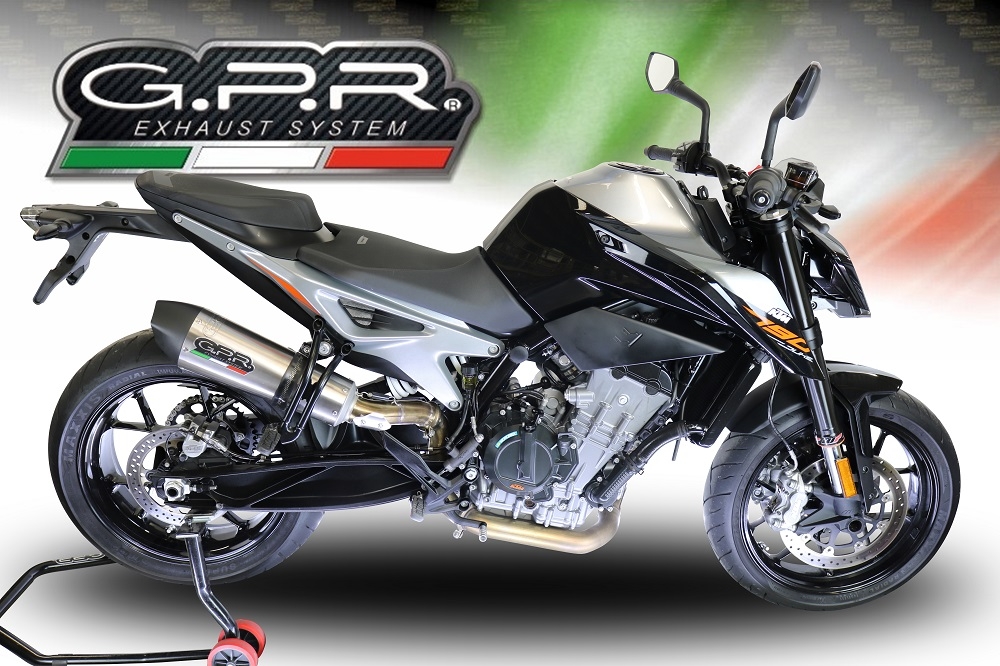 Exhaust compatible with Ktm Duke 790 2021-2024, GP Evo4 Titanium, Homologated legal slip-on exhaust including removable db killer and link pipe 