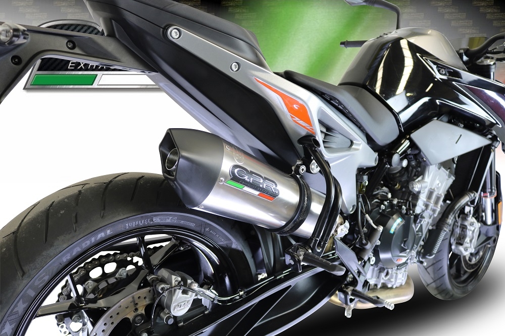 Exhaust compatible with Ktm Duke 790 2021-2024, GP Evo4 Titanium, Homologated legal slip-on exhaust including removable db killer and link pipe 
