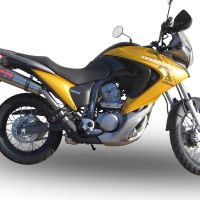 Exhaust compatible with Honda Transalp Xl 700 V 2007-2014, Gpe Ann. titanium, Homologated legal slip-on exhaust including removable db killer and link pipe 