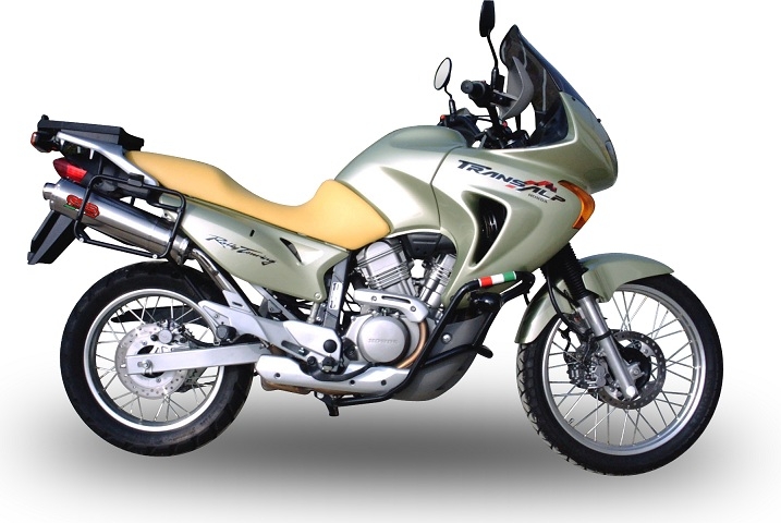 Scarico compatibile con Honda Transalp XL 650 V 2000-2006, Trioval, Scarico omologato, silenziatore con db killer estraibile e raccordo specifico