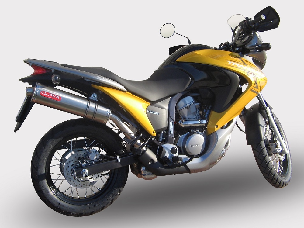 Scarico compatibile con Honda Transalp Xl 700 V 2007-2014, Trioval, Scarico omologato, silenziatore con db killer estraibile e raccordo specifico