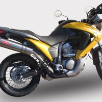 Scarico compatibile con Honda Transalp Xl 700 V 2007-2014, Trioval, Scarico omologato, silenziatore con db killer estraibile e raccordo specifico