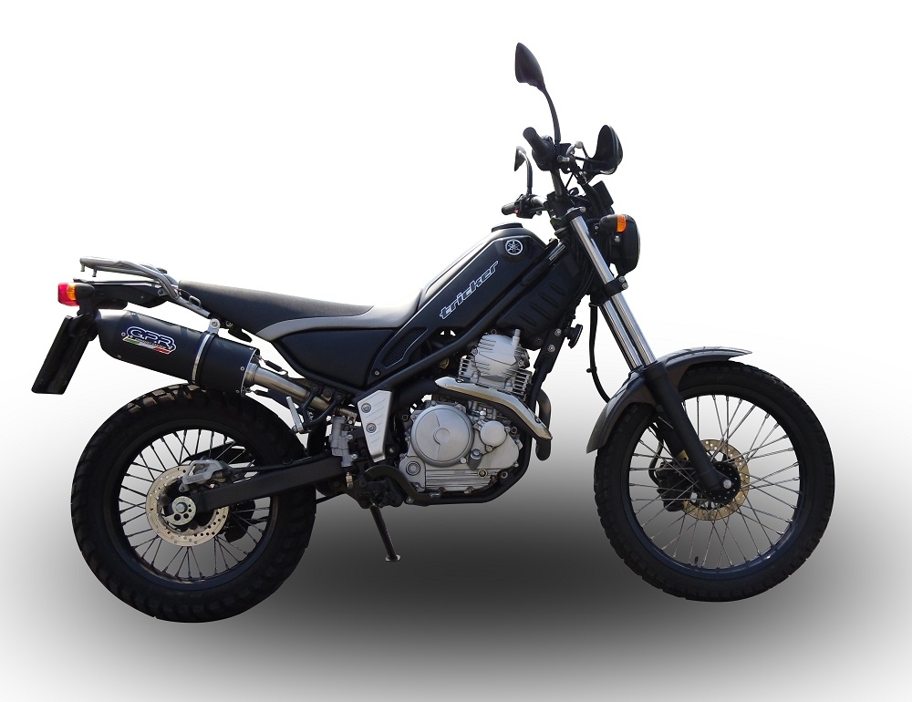Scarico compatibile con Yamaha Tricker 250 2005-2008, Furore Nero, Scarico omologato, silenziatore con db killer estraibile e raccordo specifico