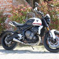 Scarico compatibile con Triumph Trident 660 2021-2024, M3 Titanium Natural, Scarico completo omologato,fornito con db killer estraibile,catalizzatore e collettore