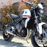 Scarico compatibile con Triumph Trident 660 2021-2024, M3 Titanium Natural, Scarico completo omologato,fornito con db killer estraibile,catalizzatore e collettore