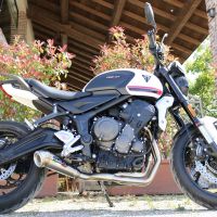 Scarico compatibile con Triumph Trident 660 2021-2024, Powercone Evo, Scarico completo racing, fornito con db killer estraibile e collettore, non conforme per uso stradale