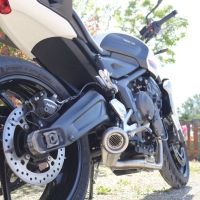 Scarico compatibile con Triumph Trident 660 2021-2024, Powercone Evo, Scarico completo racing, fornito con db killer estraibile e collettore, non conforme per uso stradale