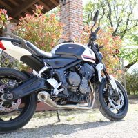 Scarico compatibile con Triumph Trident 660 2021-2024, Powercone Evo, Scarico completo racing, fornito con db killer estraibile e collettore, non conforme per uso stradale