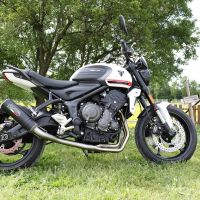 Scarico compatibile con Triumph Trident 660 2021-2024, M3 Black Titanium, Scarico completo omologato,fornito con db killer estraibile,catalizzatore e collettore