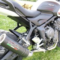 Scarico compatibile con Triumph Trident 660 2021-2024, M3 Black Titanium, Scarico completo omologato,fornito con db killer estraibile,catalizzatore e collettore