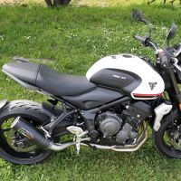 Scarico compatibile con Triumph Trident 660 2021-2024, M3 Black Titanium, Scarico completo omologato,fornito con db killer estraibile,catalizzatore e collettore