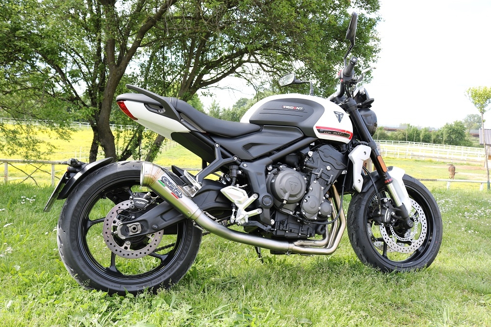 Exhaust compatible with Triumph Trident 660 2021-2024, Powercone Evo, Homologated legal full system exhaust, including removable db killer and catalyst 