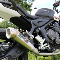 Scarico compatibile con Triumph Trident 660 2021-2024, Powercone Evo, Scarico completo omologato,fornito con db killer estraibile,catalizzatore e collettore