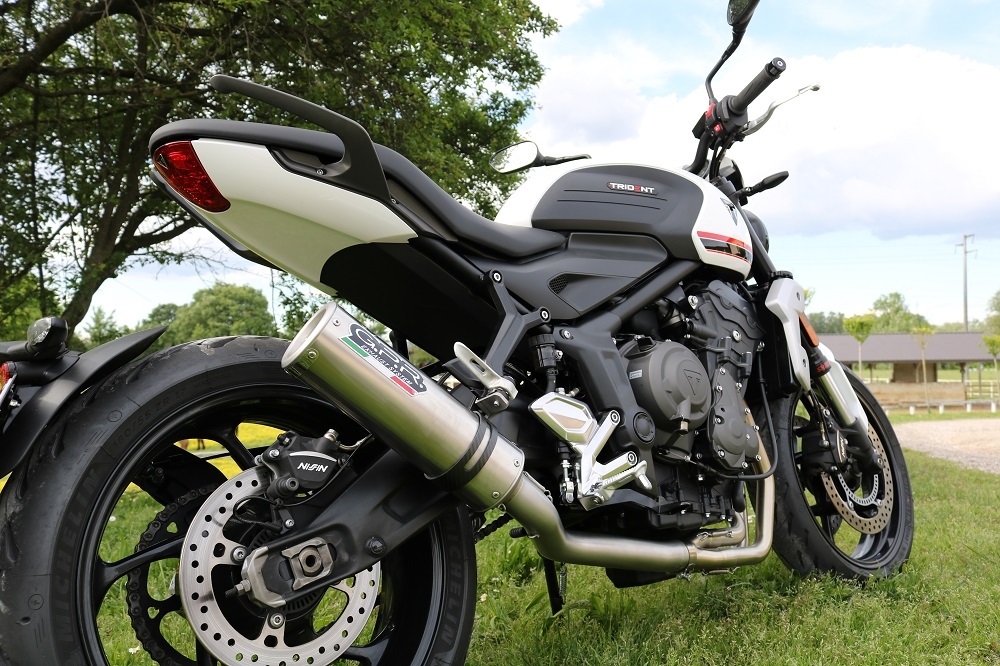 Exhaust compatible with Triumph Trident 660 2021-2024, M3 Titanium Natural, Homologated legal full system exhaust, including removable db killer and catalyst 