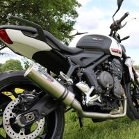 Exhaust compatible with Triumph Trident 660 2021-2024, M3 Titanium Natural, Homologated legal full system exhaust, including removable db killer and catalyst 