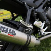 Exhaust compatible with Triumph Trident 660 2021-2024, M3 Titanium Natural, Homologated legal full system exhaust, including removable db killer and catalyst 