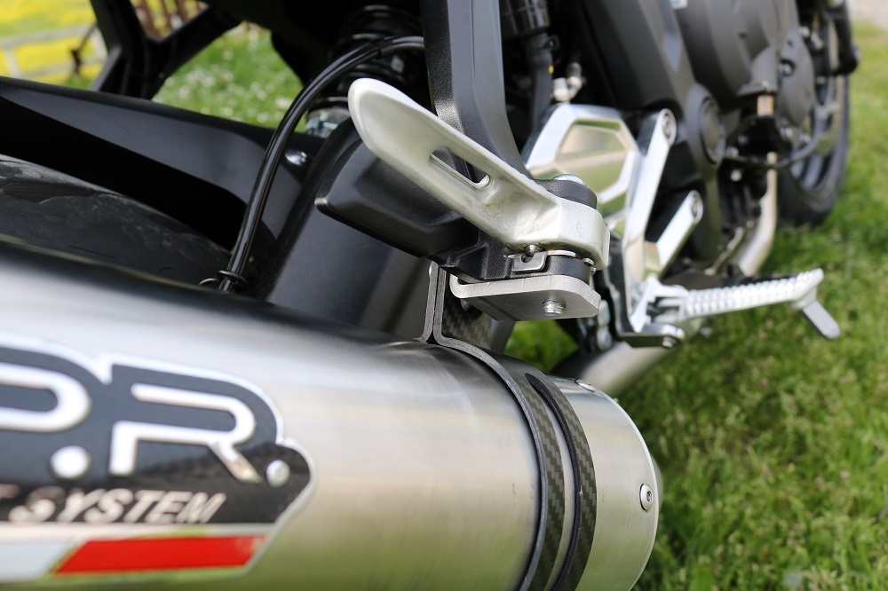 Exhaust compatible with Triumph Trident 660 2021-2024, M3 Titanium Natural, Homologated legal full system exhaust, including removable db killer and catalyst 