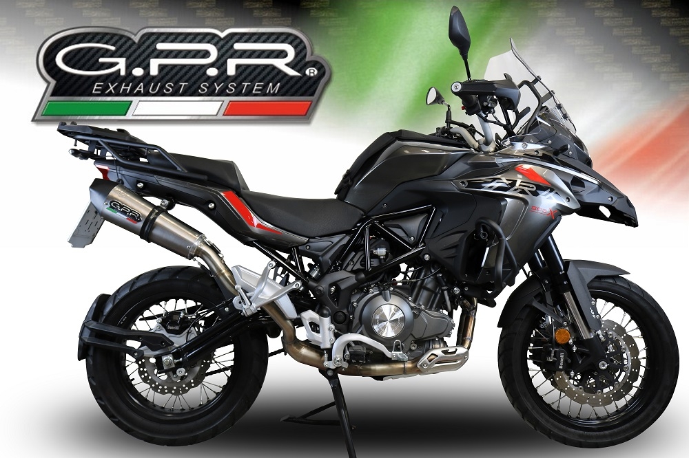 Scarico compatibile con Benelli Trk 502 X 2017-2020, GP Evo4 Titanium, Scarico omologato, silenziatore con db killer estraibile e raccordo specifico