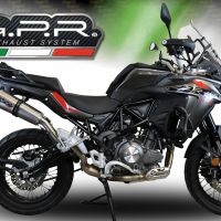 Scarico compatibile con Benelli Trk 502 X 2017-2020, GP Evo4 Titanium, Scarico omologato, silenziatore con db killer estraibile e raccordo specifico