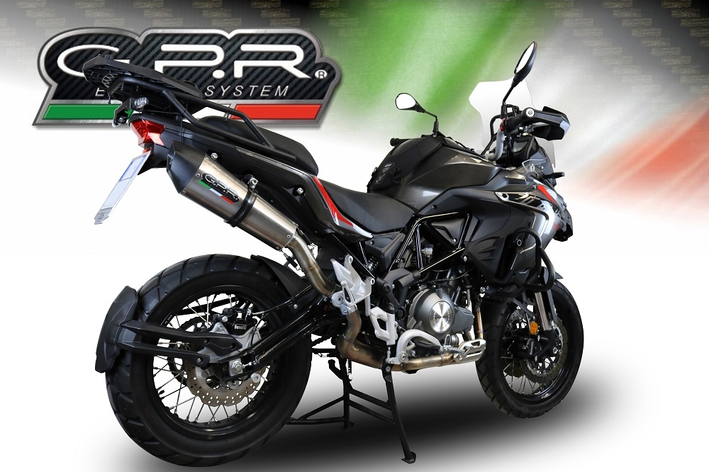 Scarico compatibile con Benelli Trk 502 X 2017-2020, GP Evo4 Titanium, Scarico omologato, silenziatore con db killer estraibile e raccordo specifico