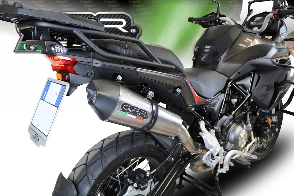 Scarico compatibile con Benelli Trk 502 X 2017-2020, GP Evo4 Titanium, Scarico omologato, silenziatore con db killer estraibile e raccordo specifico