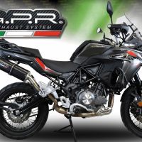 Exhaust system compatible with Benelli Trk 502 X 2017-2020, Furore Evo4 Poppy, Homologated legal slip-on exhaust including removable db killer and link pipe 