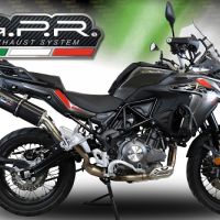 Scarico compatibile con Benelli Trk 502 X 2017-2020, Furore Evo4 Poppy, Scarico omologato, silenziatore con db killer estraibile e raccordo specifico