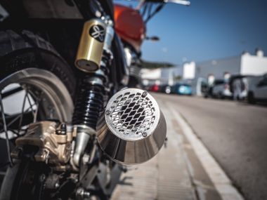 Exhaust system compatible with Triumph Bonneville T100 - T120 1959-1975, Ultracone Inox Cafè Racer, Universal Homologated legal silencer, including removable db killer, without link pipe 