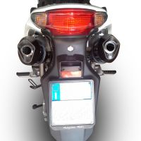 Scarico compatibile con Honda Varadero 1000 1999-2011, Furore Nero, Coppia di terminali di scarico omologati, forniti con db killer removibili e raccordi specifici