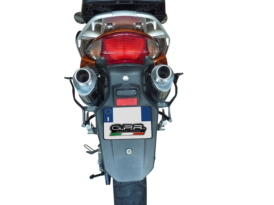 Scarico compatibile con Honda Varadero 1000 1999-2011, Trioval, Coppia di terminali di scarico omologati, forniti con db killer removibili e raccordi specifici