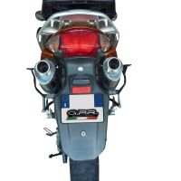 Scarico compatibile con Honda Varadero 1000 1999-2011, Trioval, Coppia di terminali di scarico omologati, forniti con db killer removibili e raccordi specifici