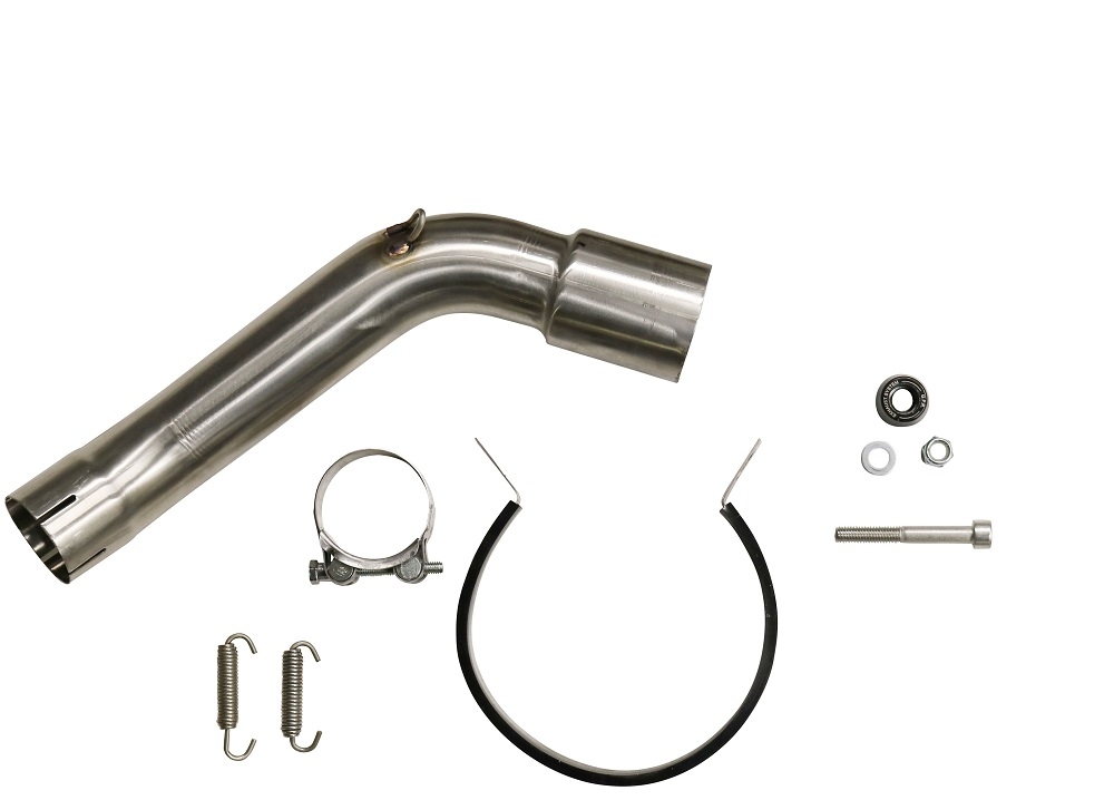 Exhaust system compatible with Kawasaki Versys 1000 I.E. 2021-2023, Dual Poppy, Homologated legal slip-on exhaust including removable db killer and link pipe 