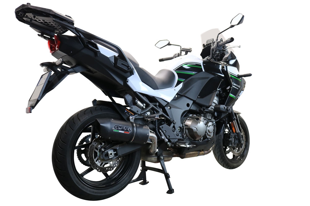 GPR exhaust compatible with  Kawasaki Versys 1000 I.E. 2021-2024, Furore Evo4 Nero, Homologated legal slip-on exhaust including removable db killer and link pipe 