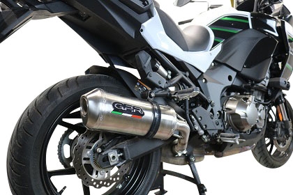 Scarico compatibile con Kawasaki Versys 1000 I.E. 2021-2024, Satinox , Scarico omologato, silenziatore con db killer estraibile e raccordo specifico