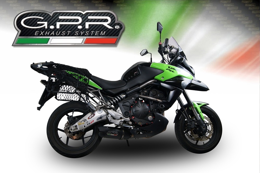 Scarico compatibile con Kawasaki Versys 650 2006-2014, Furore Poppy, Scarico omologato, silenziatore con db killer estraibile e raccordo specifico
